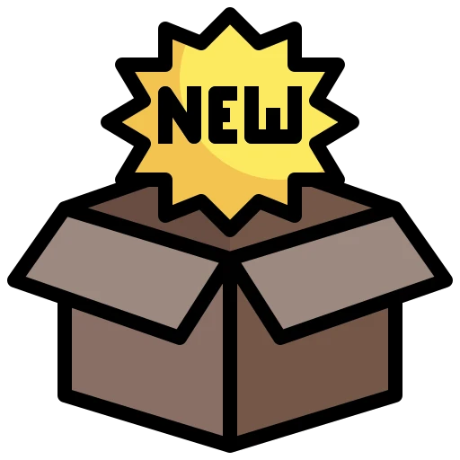 Icono de una caja con las últimas novedades en juguetes de construcción