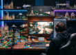 fondo de un streamer con decoración de bloques
