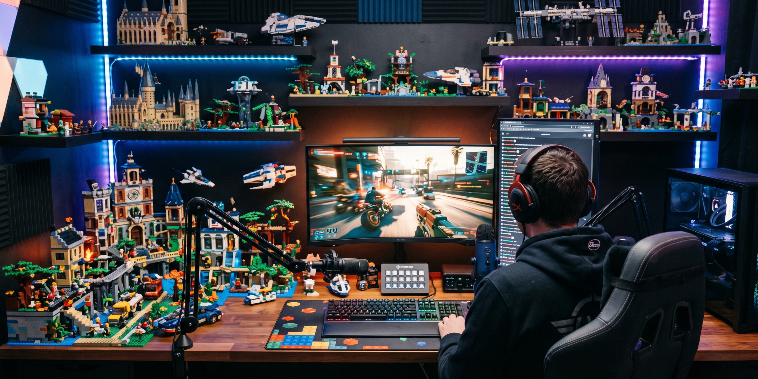 fondo de un streamer con decoración de bloques fondo de un streamer con decoración de bloques