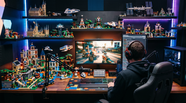 fondo de un streamer con decoración de bloques fondo de un streamer con decoración de bloques