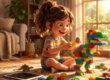 niña jugando con bloques en lugar de un ipad