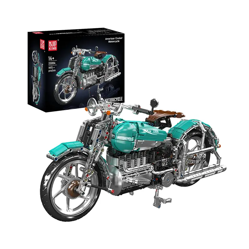 Motocicleta Cruiser Americana Mould King 23004, moto de bloques de construcción