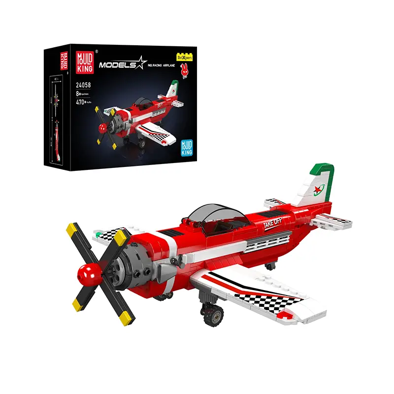 Avión de Carreras Rojo Mould King 24058, avión de bloques de construcción
