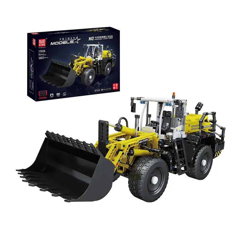 Cargadora de Ruedas Neumática RC Mould King 17026, vehículo de construcción de bloques