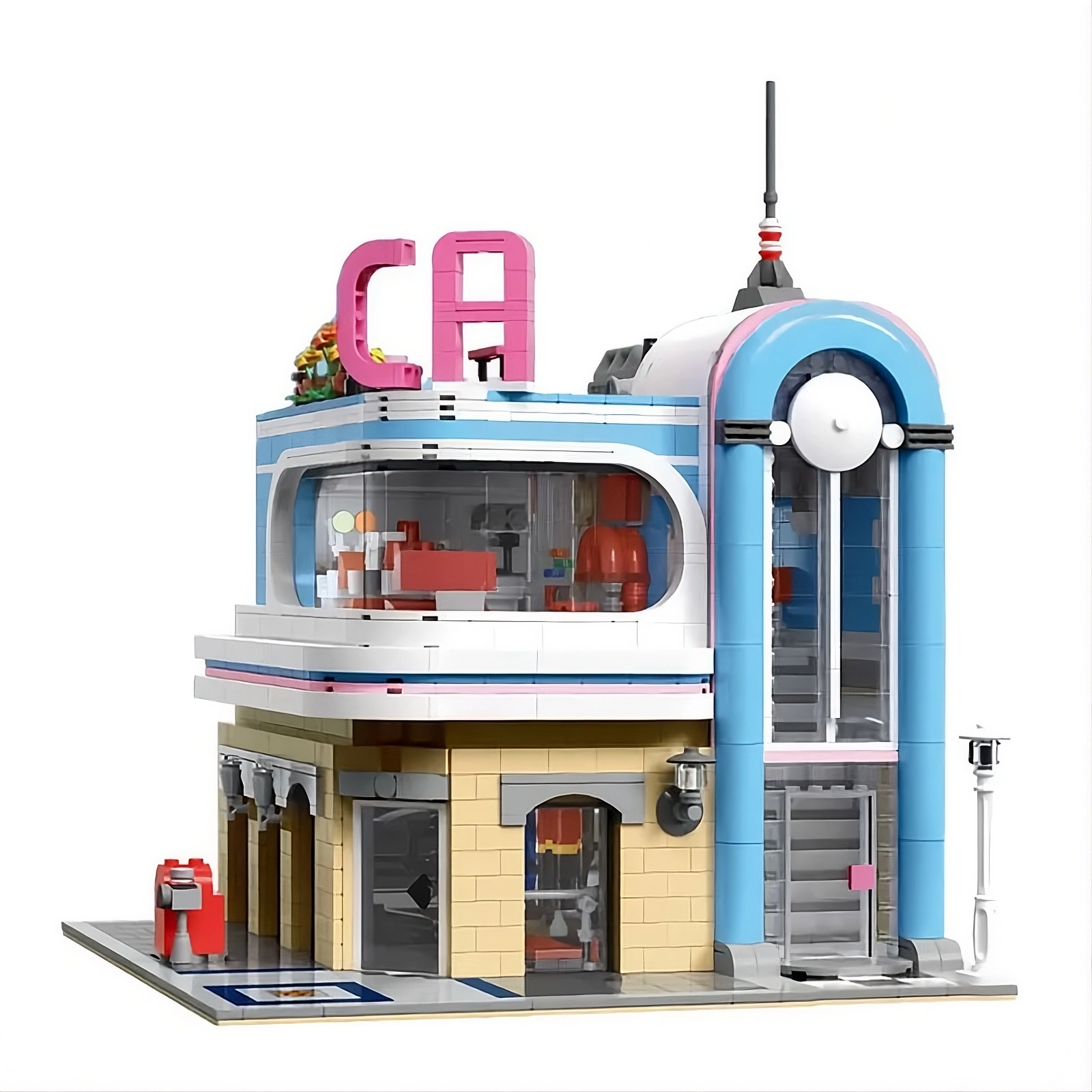 Restaurante Americano Downtown California Mould King 16001, edificio de bloques de construcción