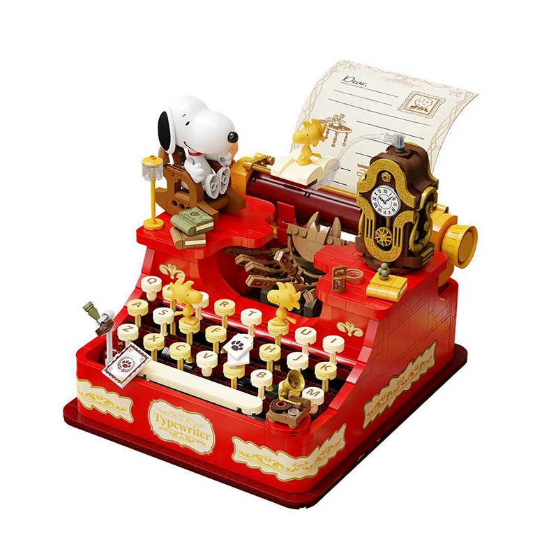 Máquina de Escribir Clásica de Snoopy con Woodstock y detalles dorados