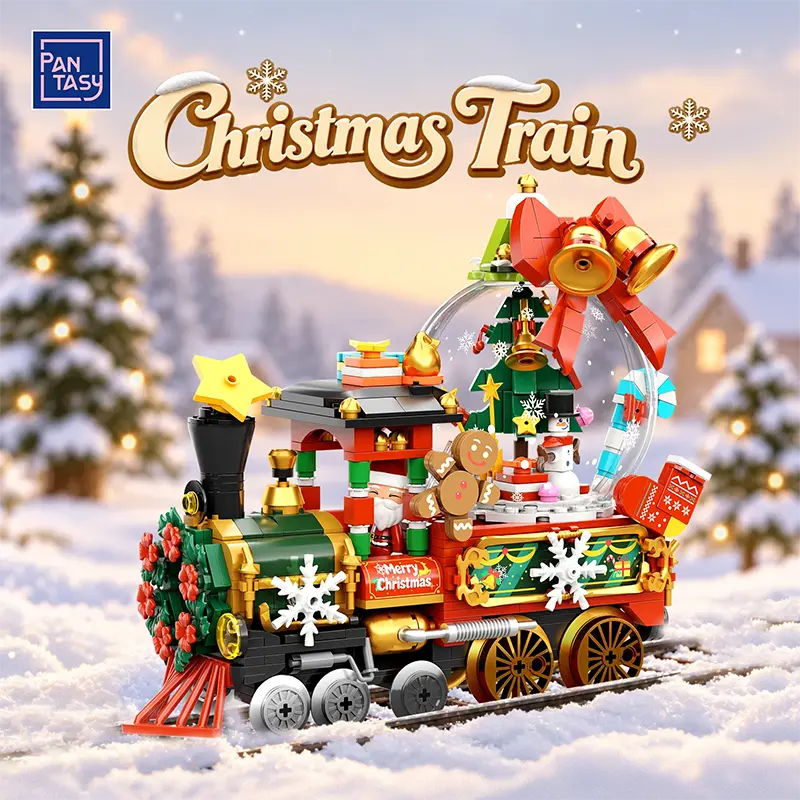 Tren navideño Pantasy con decoración festiva sobre nieve